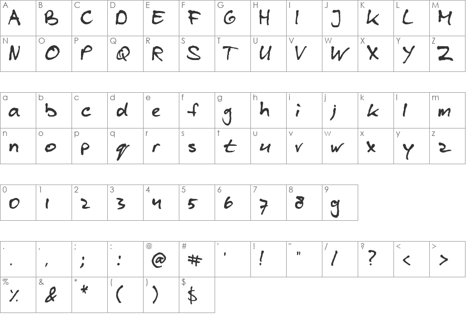 blzee font character map preview