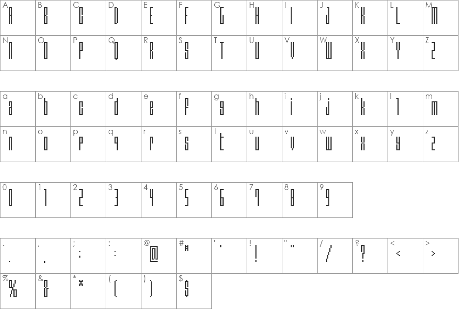 BM cinema font character map preview