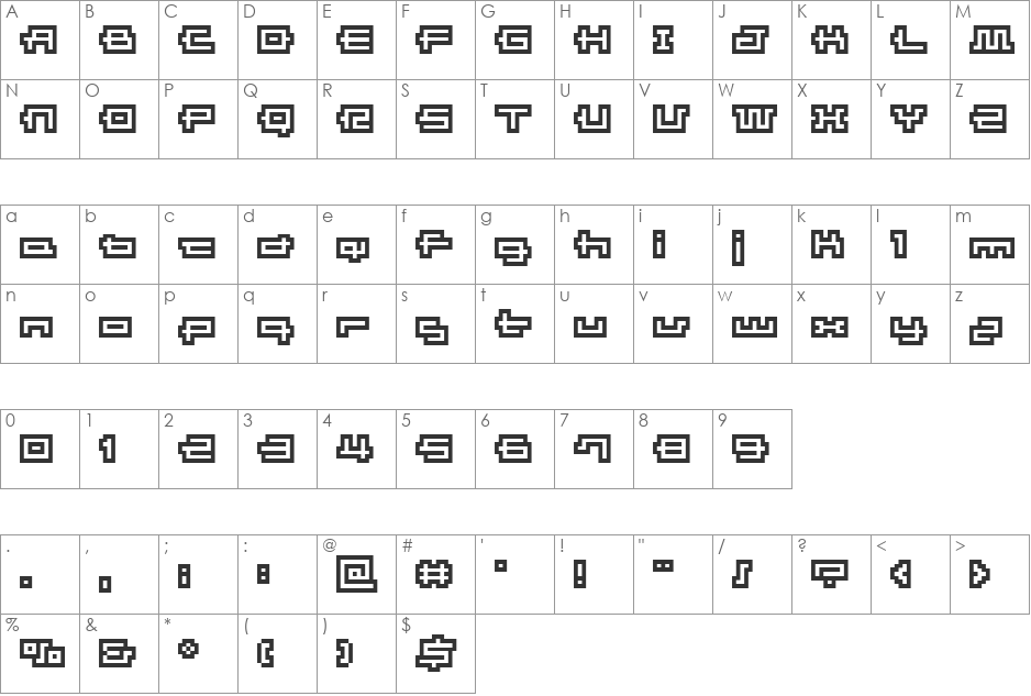 BM emblem font character map preview