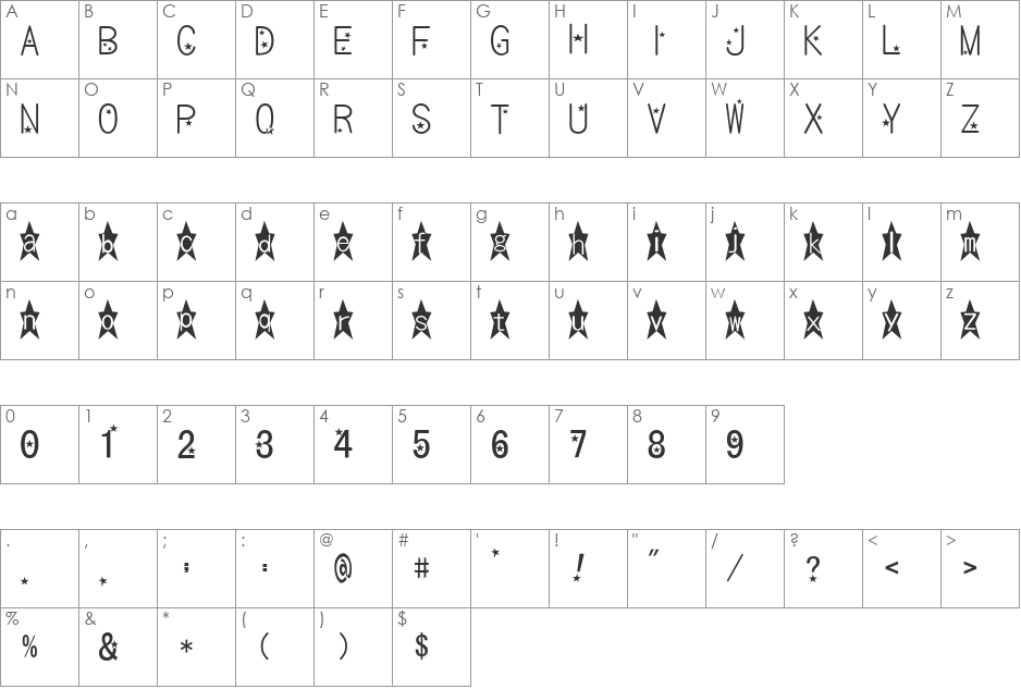bm kirakira font character map preview
