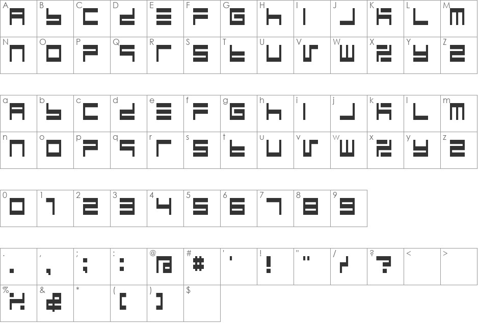 BM maze font character map preview