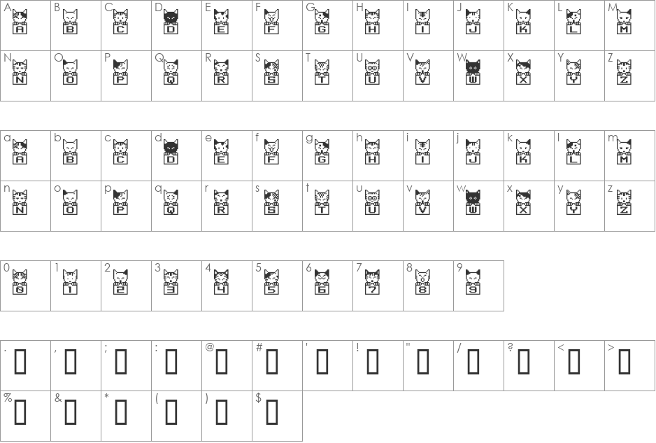 BM neco font character map preview