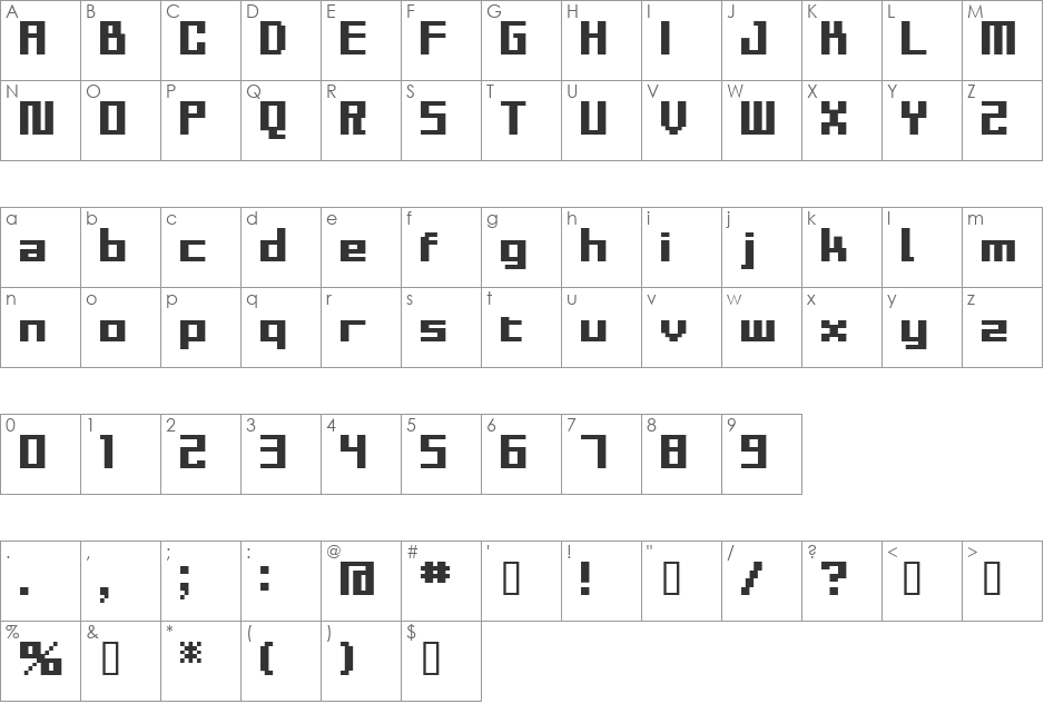 BM sly font character map preview