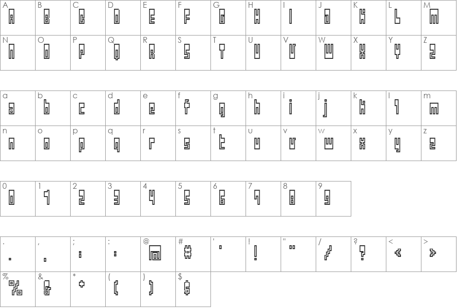 BM utopia font character map preview