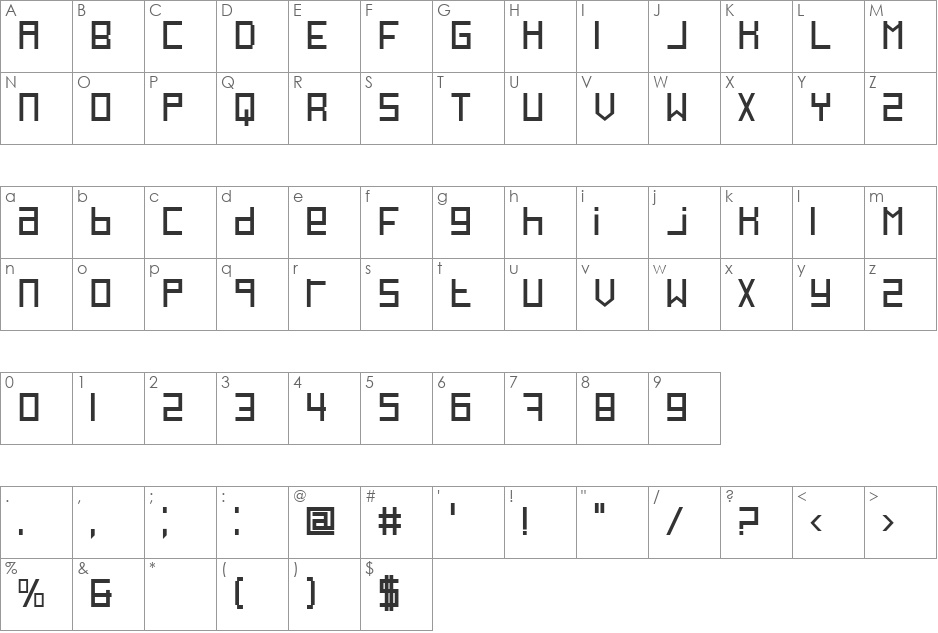 BN Arnon font character map preview