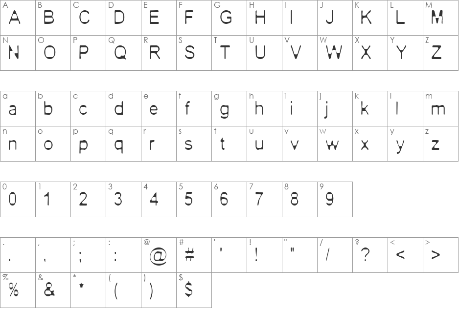 BN BoyfriEnd font character map preview