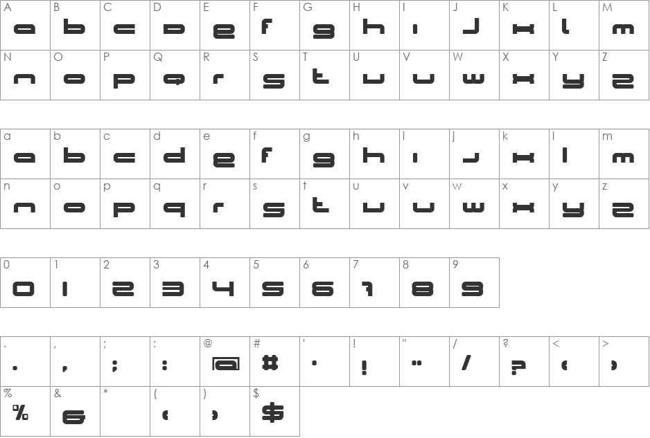 BN Cosmic Girl font character map preview