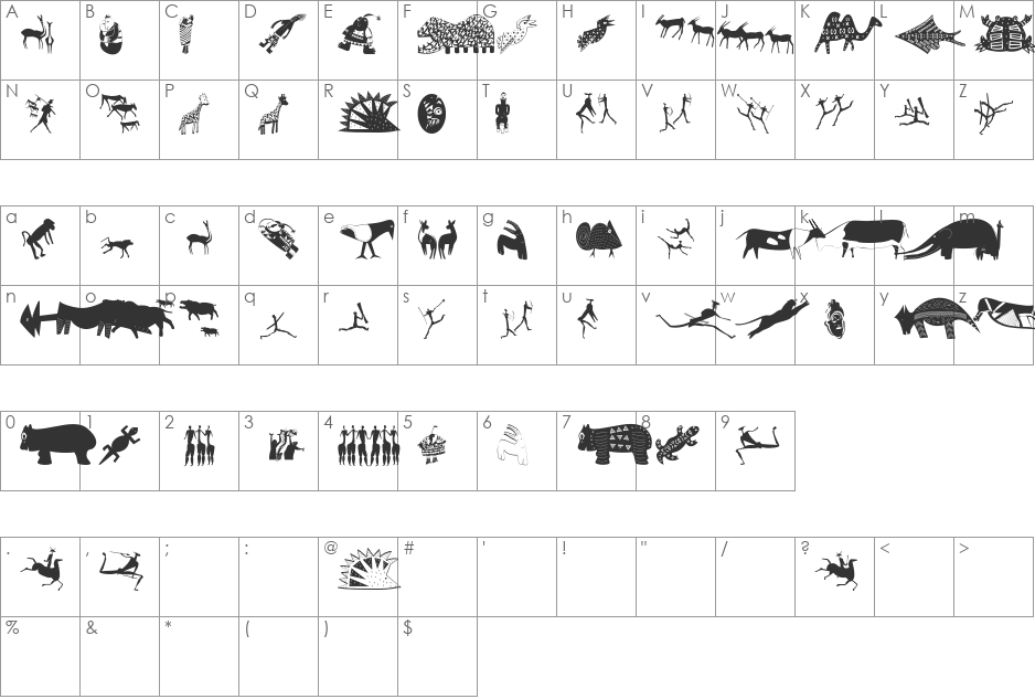 AfriquArtes font character map preview