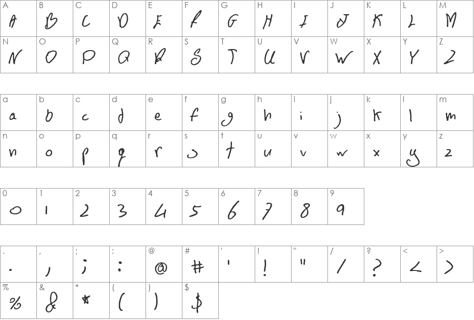 BN FontBoy font character map preview