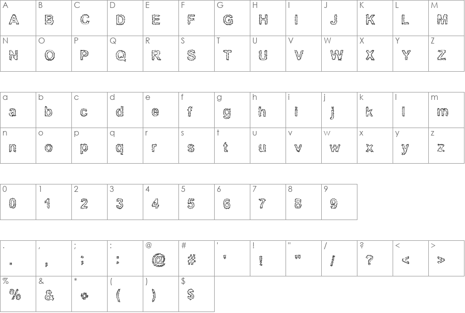 BN Kuktus font character map preview