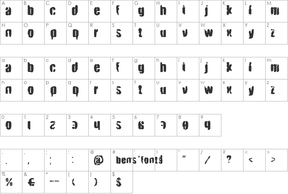 BN Smash font character map preview