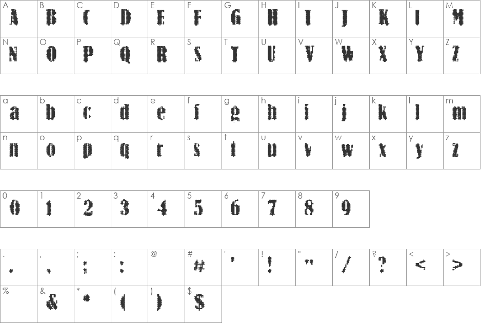 BN-ArNoN font character map preview