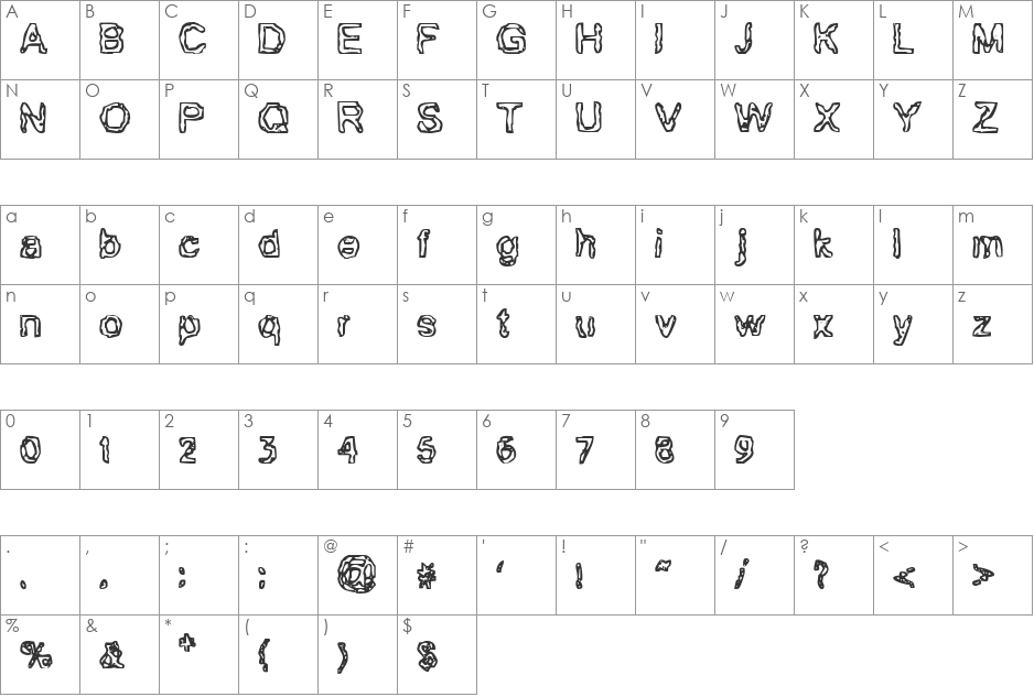 BN-Gillian font character map preview