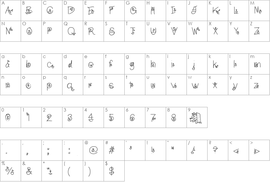 Boatfont font character map preview