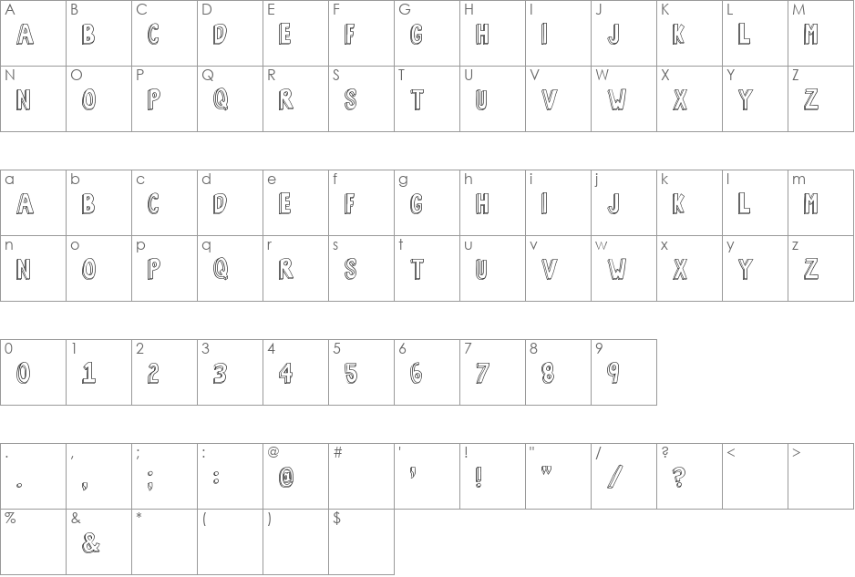 Bob's Burgers font character map preview