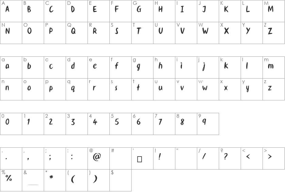 AAF font character map preview