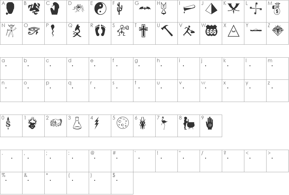 BOBCO 2 font character map preview