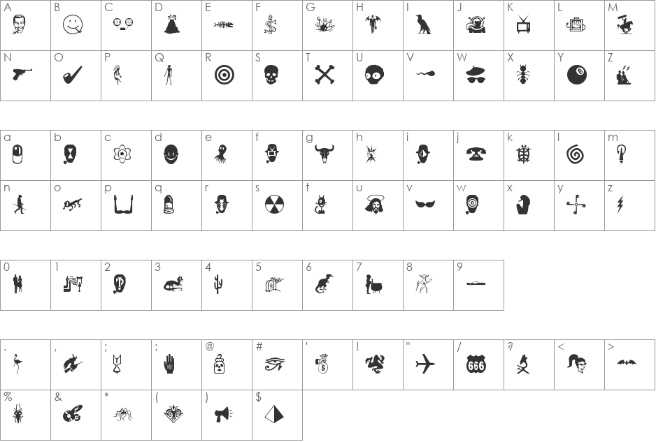 BOBCO 8 font character map preview