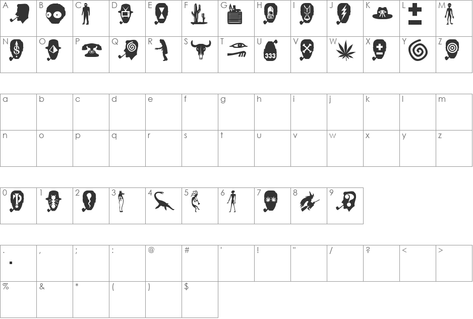 BOBCO6 font character map preview