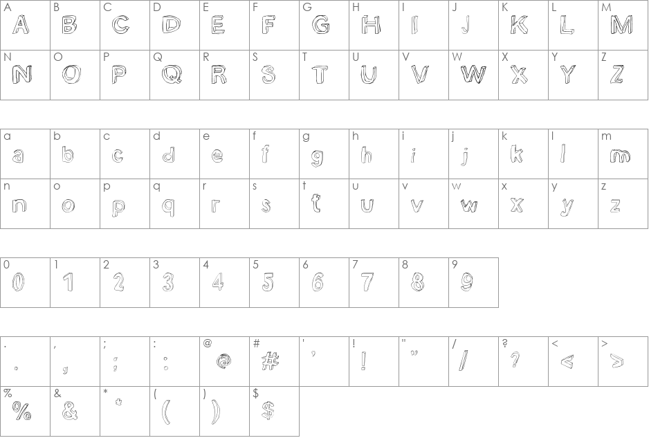 bobsmade font character map preview