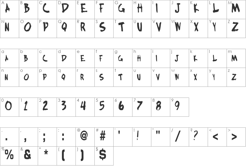 Bocci font character map preview