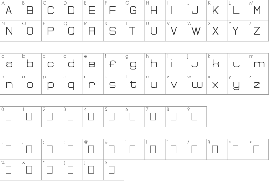 Bocemina font character map preview