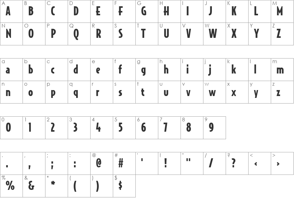 BodegaSans font character map preview