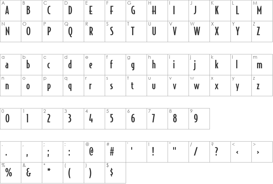 BodegaSansMedium font character map preview