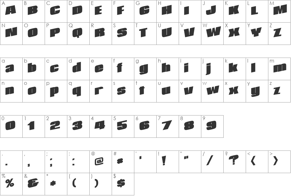 AfterLife113 font character map preview