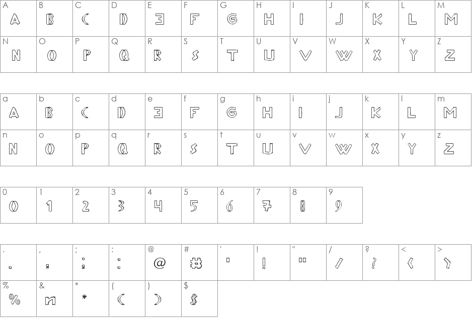 Aftermath font character map preview