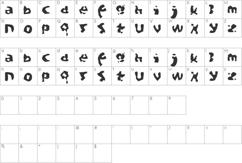 Aftermath font character map preview