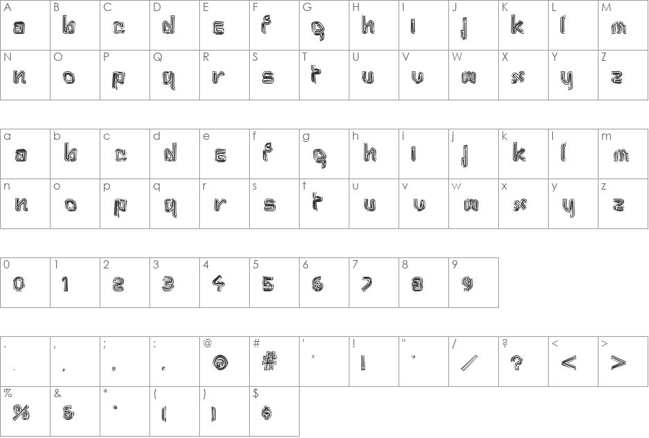 Aftermath font character map preview