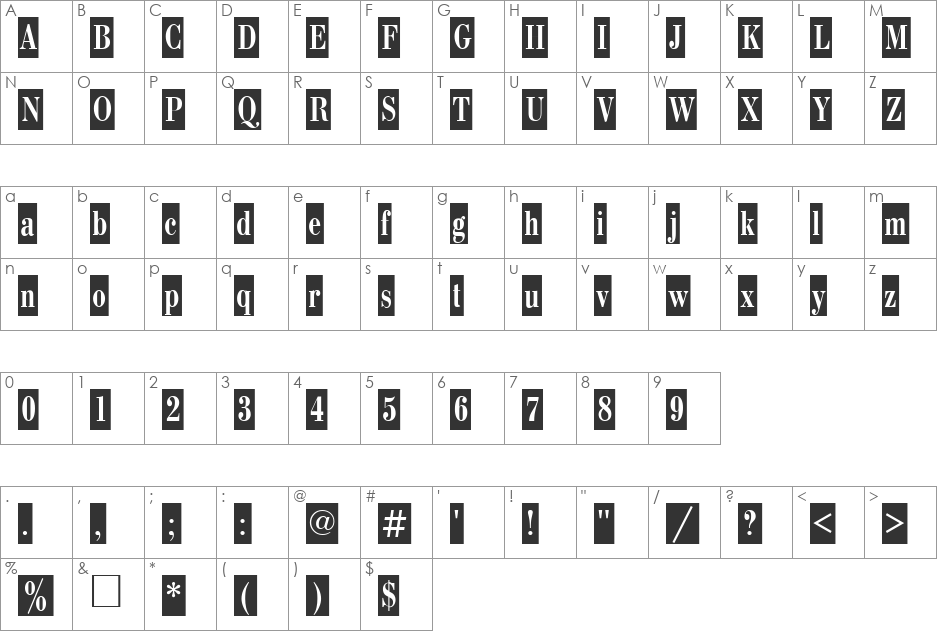 BodoniCameoCTT font character map preview