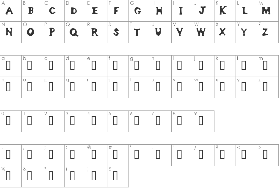 bodypump font character map preview