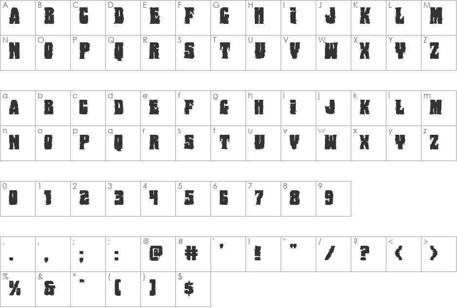 Bog Beast Expanded font character map preview