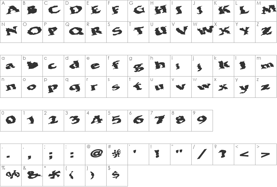 BohemianRap7 font character map preview