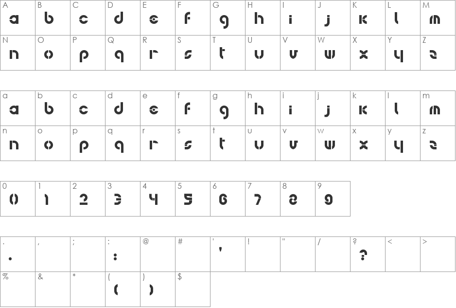 bohemica font character map preview