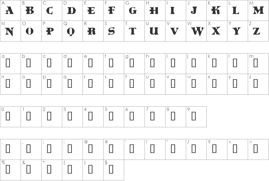 BOINKO MATIC font character map preview