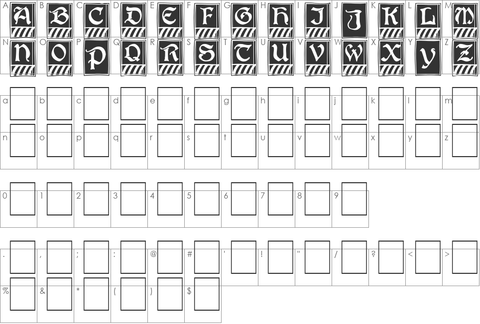 BoisterBlack font character map preview