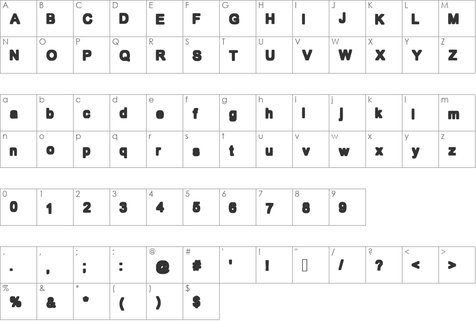 Bold Box font character map preview