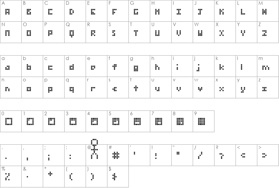 Bold Header font character map preview