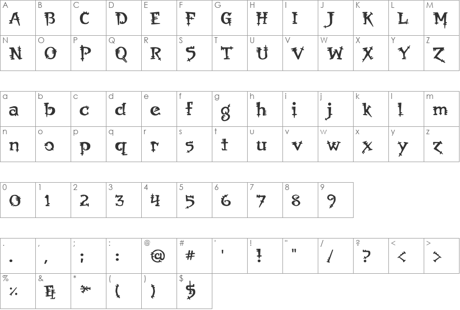 AfterYear font character map preview