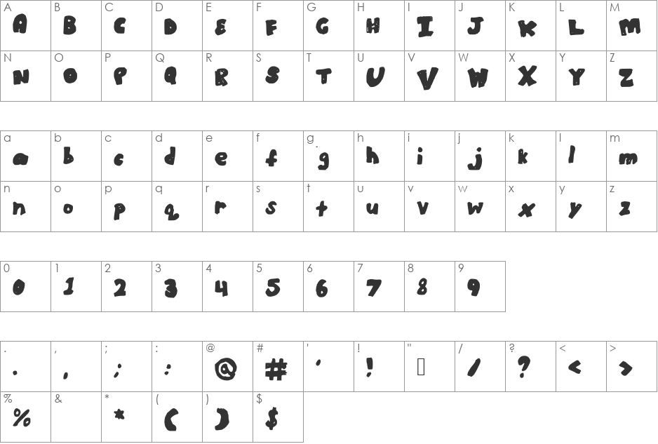 BoldBronzyne font character map preview