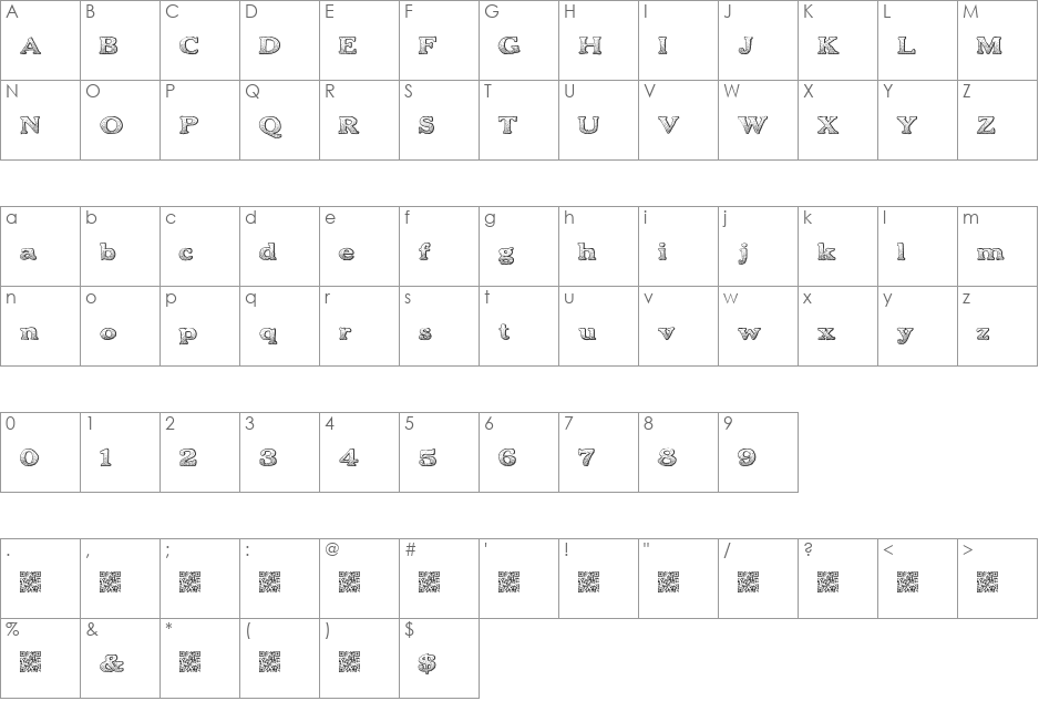 BoldDrink font character map preview
