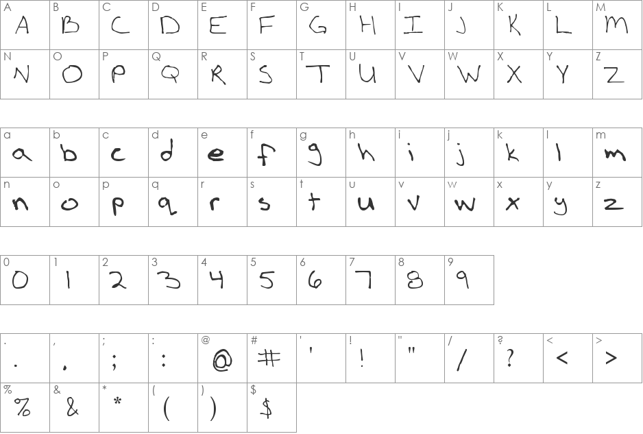 boldLOUD font character map preview