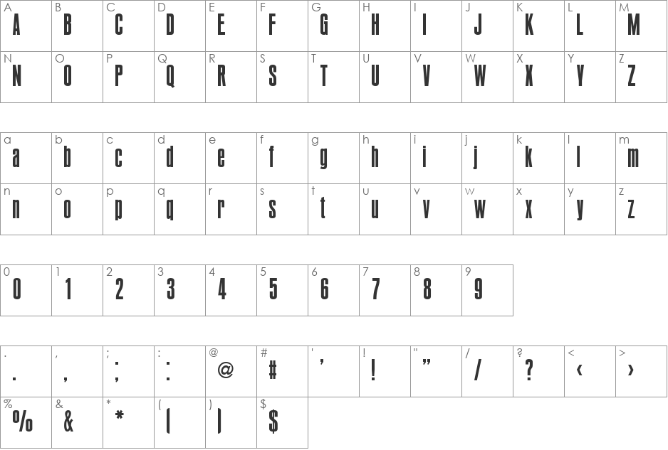 BoldPact font character map preview