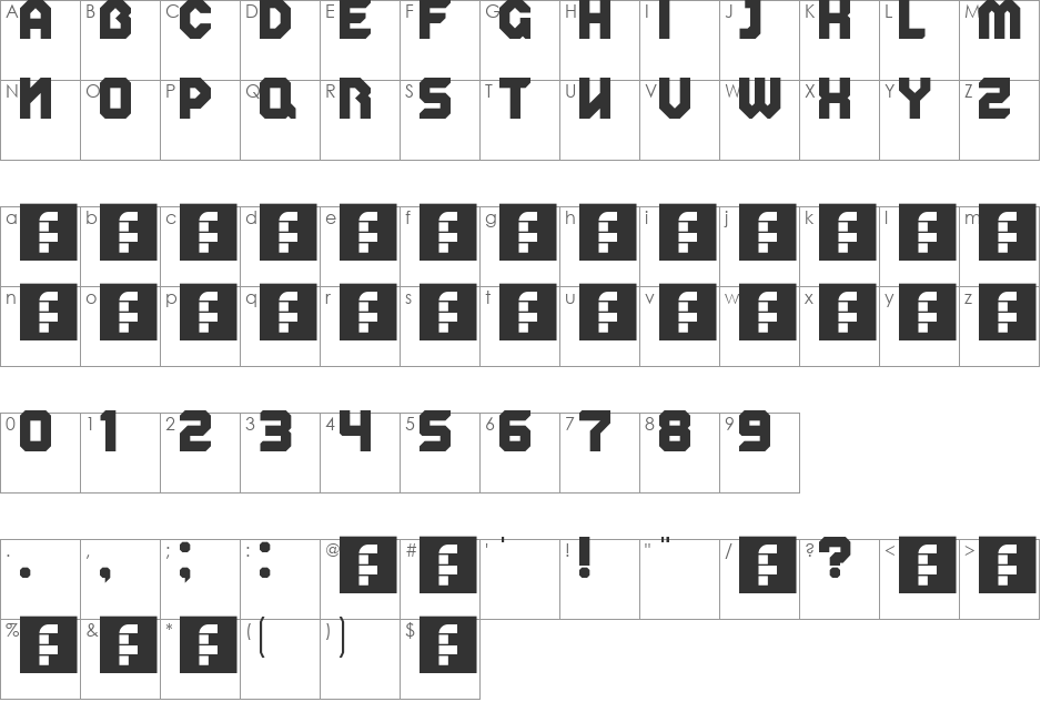 boldus font character map preview