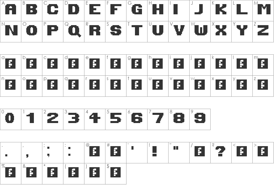Boldworld font character map preview