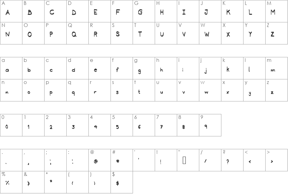 Bold_italic font character map preview