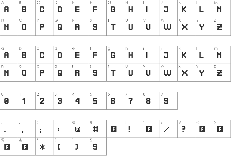 Bolivia No Problem font character map preview
